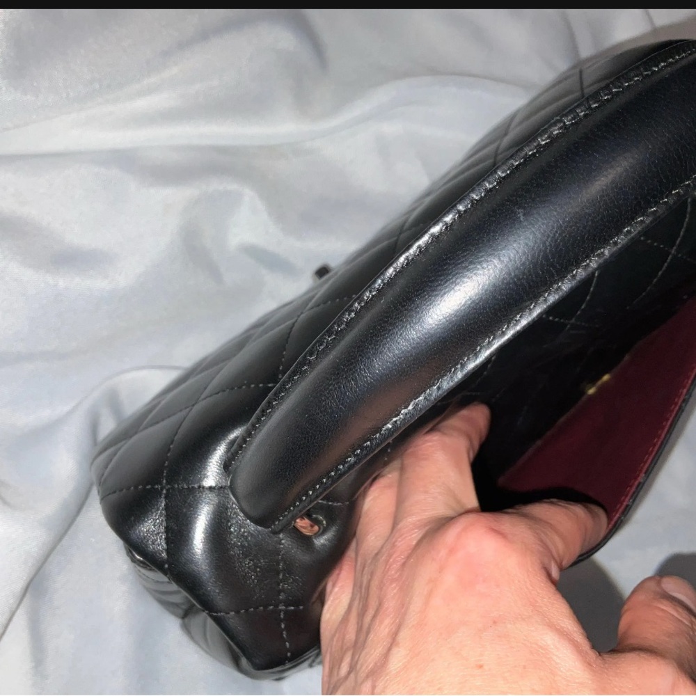 Excellent Chanel Kelly Top Handle Black Silver Hardware Medium 10” - Picture 3 of 8